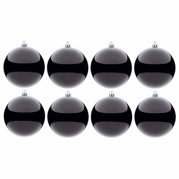 Set 8 Palline di Natale lucide nero Bon Soiree 10 cm