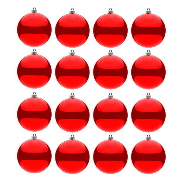 Set 16 Palline di Natale lucide rosso Passion Roses 8 cm