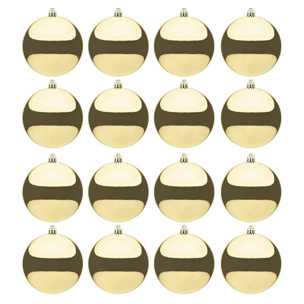Set 16 Palline di Natale lucide oro Honeymoon 8 cm