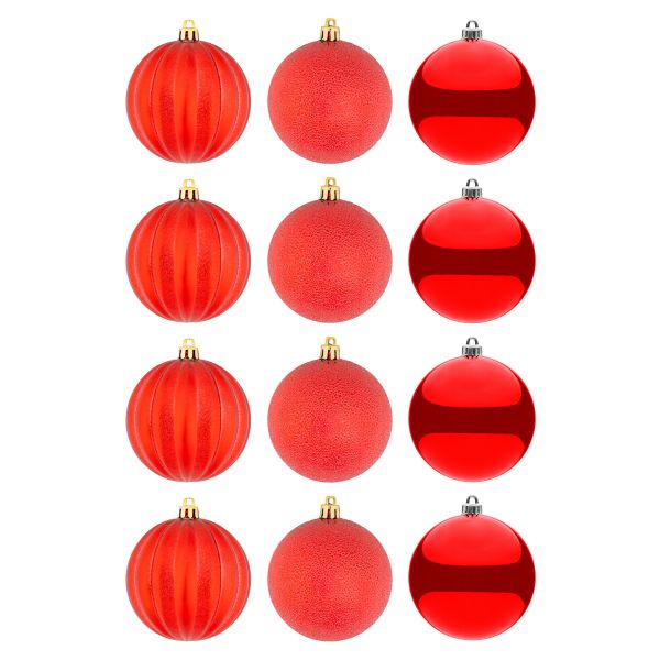 Set 12 Palline di Natale rosse Mele di Bahir 8 cm