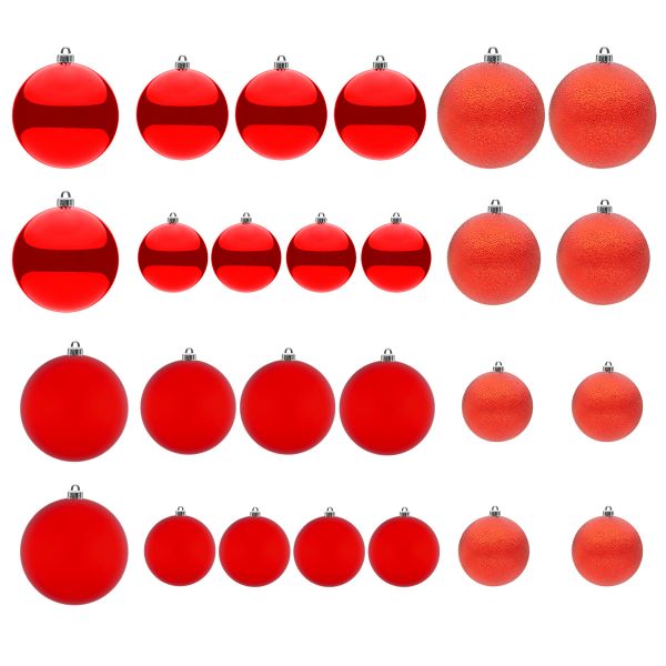 Set 26 Palline di Natale rosse Lucky Day 