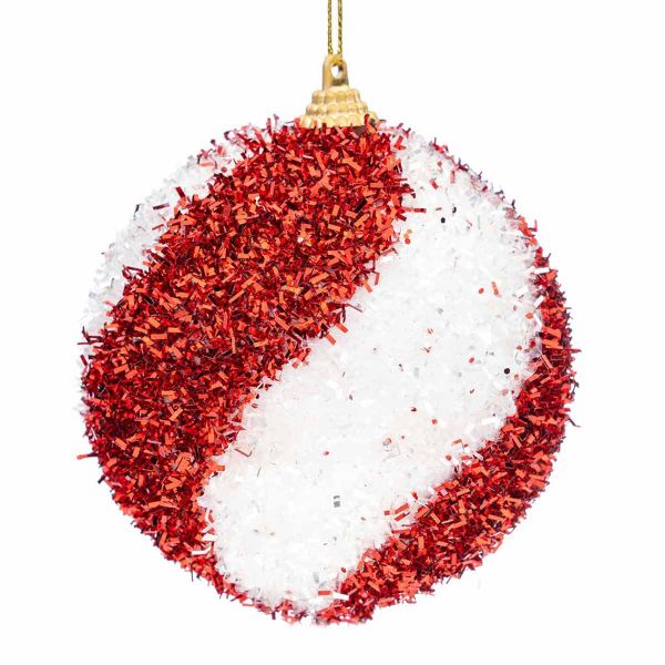 Set 6 Palline di Natale rosse e bianche Dolcezza Brillante 7 cm