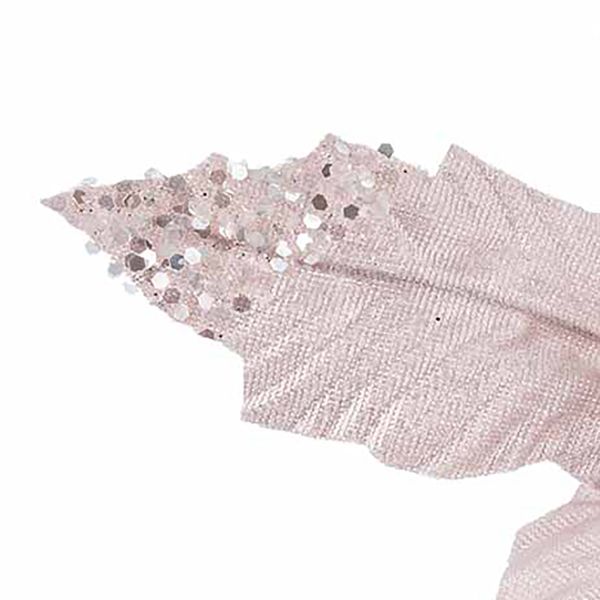 Fiore di Natale rosa con pailettes Simple Coeur 25 cm