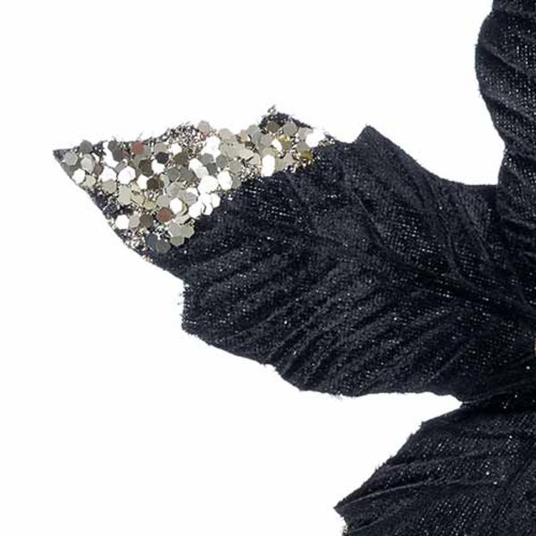 Fiore di Natale nero con pailettes Tresor du Volcan 25 cm
