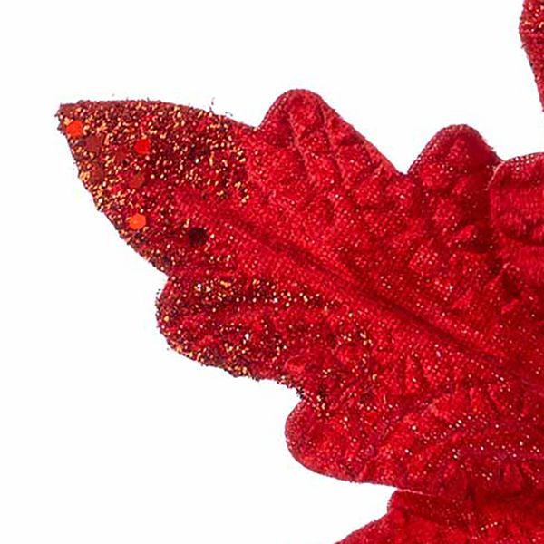 Fiore di Natale rosso con glitter Magie de Mars 22 cm