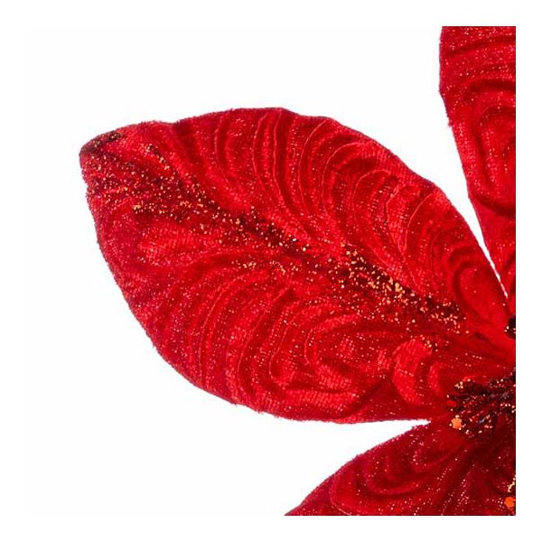 Fiore di Natale rosso con glitter Fluffy Joyeux 25 cm