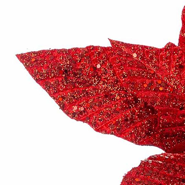 Fiore di Natale rosso con glitter Diamant de Lune 35 cm