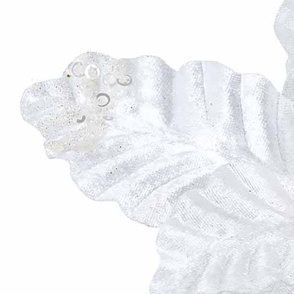 Fiore di Natale bianco con pailettes Timide Coeur 30 cm