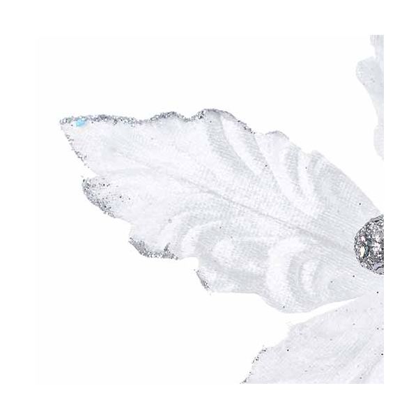 Fiore di Natale bianco con glitter argento Jeunes Maries 20 cm