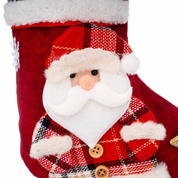 Calza di Natale rossa Babbo Natale e le Luci Danzanti 35 cm