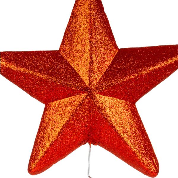 Puntale per Albero di Natale rosso a stella e base a spirale Valois  25 cm