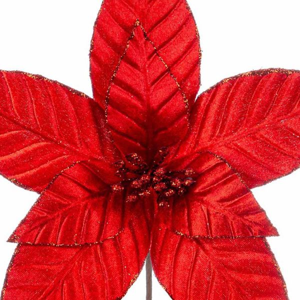 Fiore di Natale rosso con glitter Cassiopee 30 cm