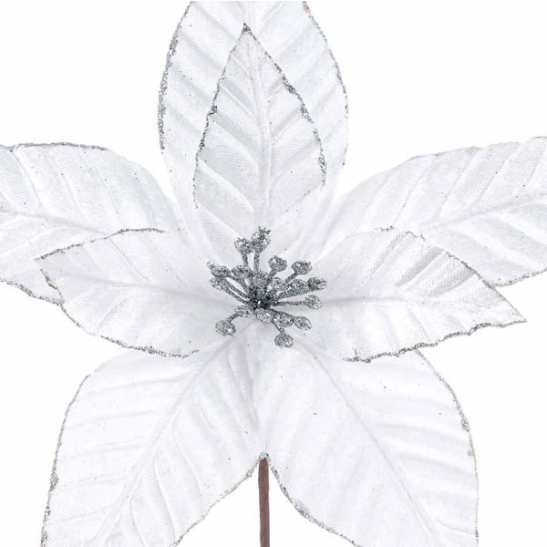 Fiore di Natale bianco con glitter Glace 30 cm