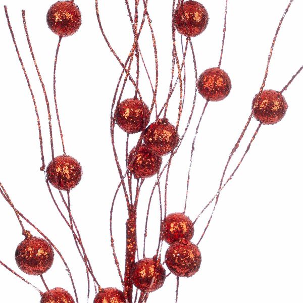 Ramo glitterato con sfere in rosso Nonna Felicita 57 cm