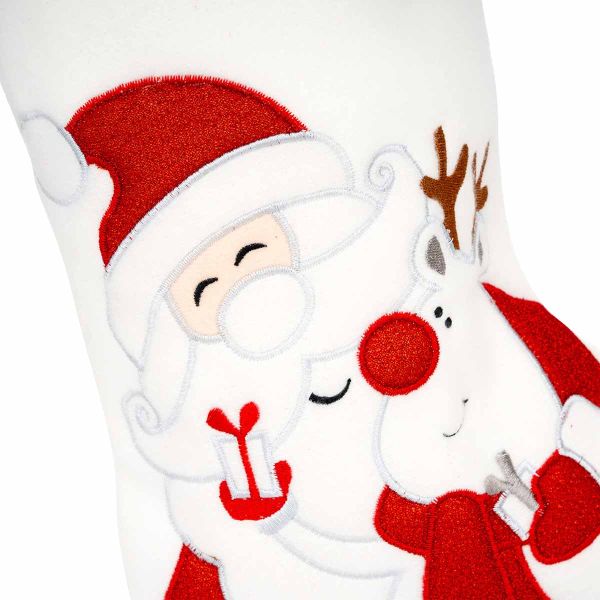 Calza di Natale bianco Dolce Abbraccio 40 cm