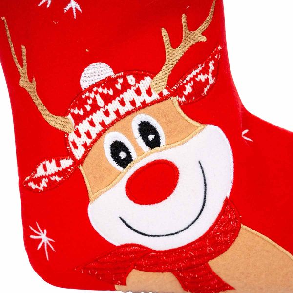 Calza di Natale rosso Rudolph 40 cm