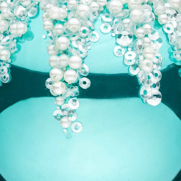 Pallina di Natale in vetro Spuma di Perle 8 cm