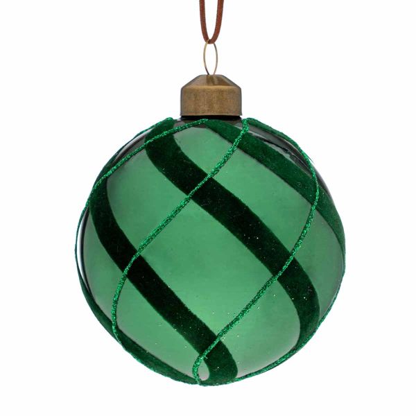 Pallina di Natale in vetro verde Langer 8 cm