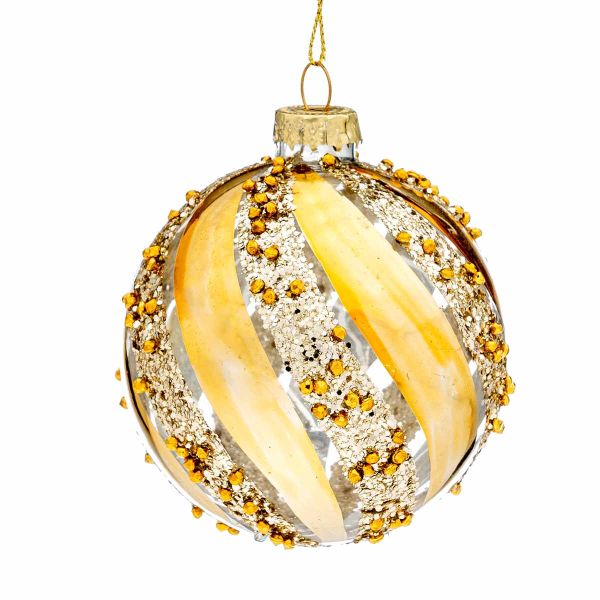 Pallina di Natale in vetro oro Ècrivain 8 cm