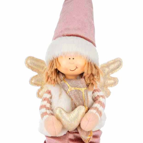 Bambina angelo in rosa con ali d'oro Bibi 50 cm